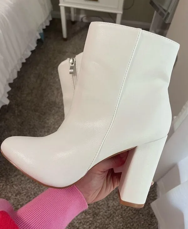Pretty Little Thing NWOT white booties - Image 3
