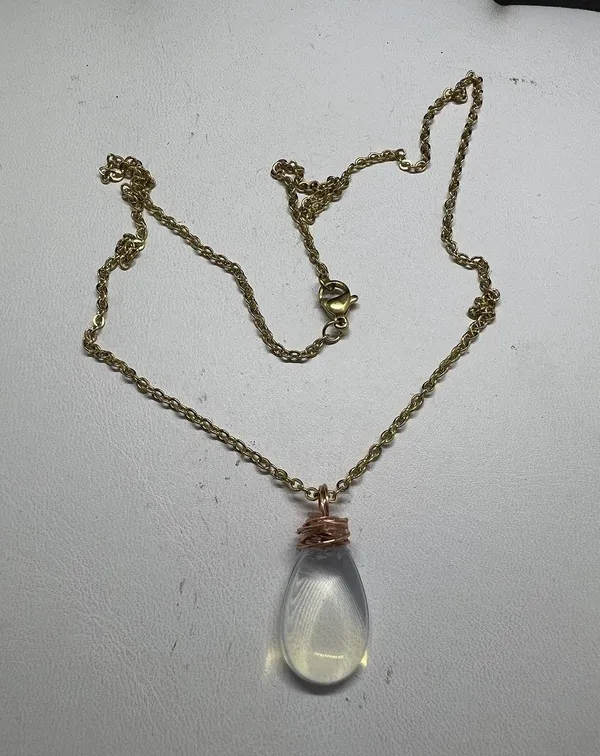 Handmade Opalite Drop Gold Chain Necklace - Image 4