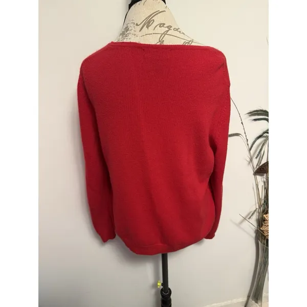 Peck And Peck Luxury Womens Size Xl Red V Neck 2 Ply‎ 100% Cashmere Sweater - Image 2