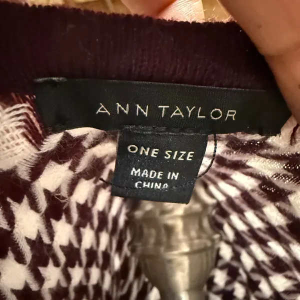 Ann Taylor OS Houndstooth Knit Purple‎ Poncho Wrap Shawl Cardigan Wedding Fall - Image 7