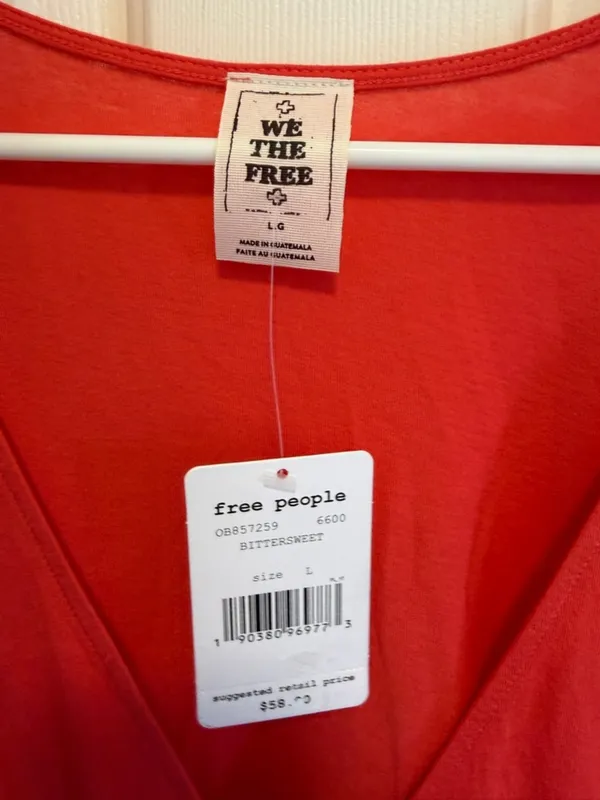 Free People We The Free Knot Me Tie-Front Cropped Shirt Size Large - Image 4