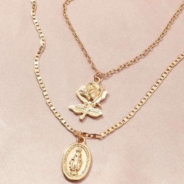 3/$30 💛 Multi Layered Charm Necklace Gold - Image 3