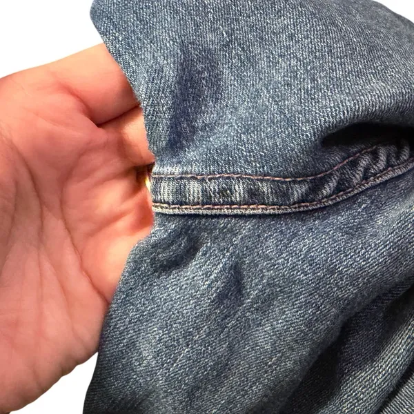 MOTHER The Weekender Fray Jeans Dancing On Coals Blue Flare Raw Hem‎ 27 - Image 7