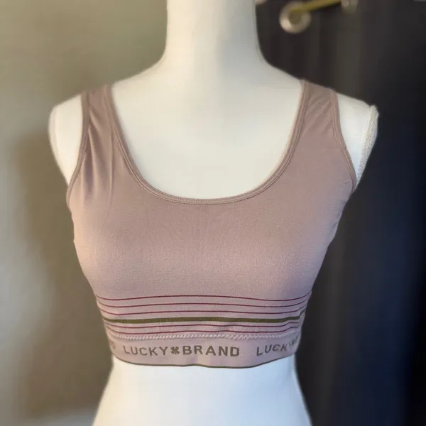 Lucky Brand Womens‎ Seamless Logo Striped Bralette Mauve Size 1X - Image 2