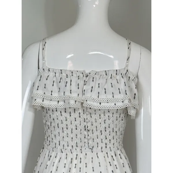 Lost + Wander Womens Size S White Boho Smocked Mini Dress Spaghetti Strap Tassel - Image 8