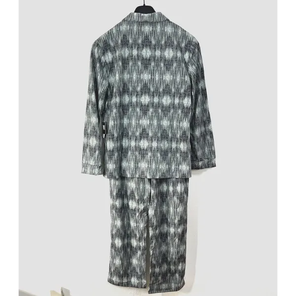 FRYE‎ Premium Sleepwear Mens Large Flannel Print Notched Set Gray Cotton Blend - Image 2