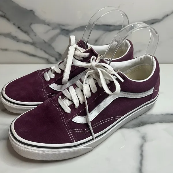 Vans EUC Burgundy Low Top Suede Leather Sneakers Men Sz 7 Wmn Sz 8.5 Skateboard - Image 4