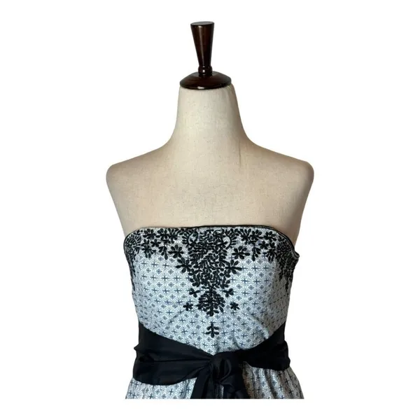 Anthropologie Moulinette Soeurs Dress Women 2 Blue Embroidered Strapless Elysian - Image 4