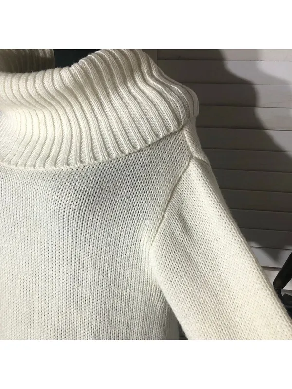 Poof! Cream Cowl Neck Open Back Bow Sweater Dress Size S - Image 6