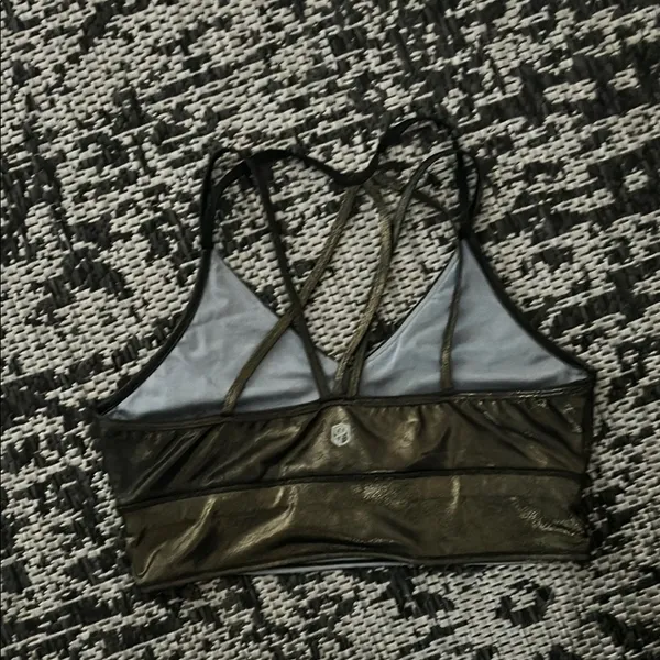 Born Primitive Black and Gold Cut Out Crop Sports Bra - Image 2