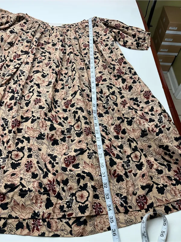 The Great. Sleep Dress 100% Cotton Size 0‎ Beige Black Timber Floral Loose - Image 6
