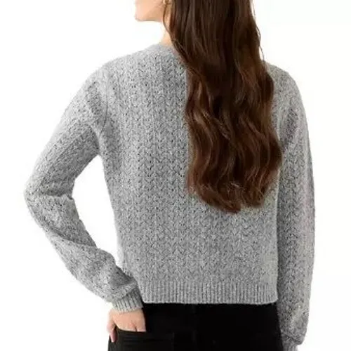 Oak‎ & Trellis Front Bow Tie Sweater XL Gray Coquette Balletcore Pointelle Soft - Image 3