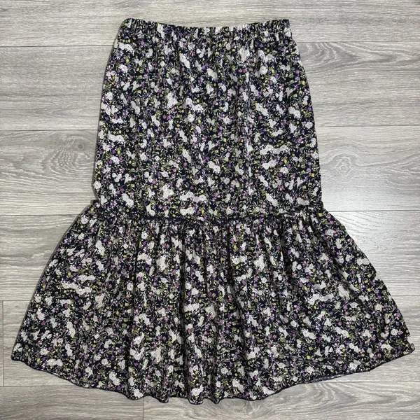 Cottagecore Metrowear Women's Midi Skirt Sz M Floral Lined Tiered‎ Elastic Waist - Image 10