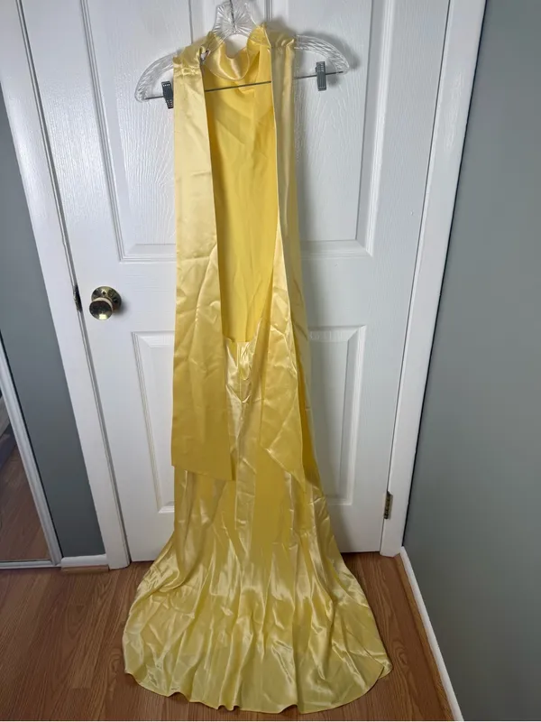 Sau Lee Penelope Backless Satin Gown in Popcorn Yellow 10 - Image 8