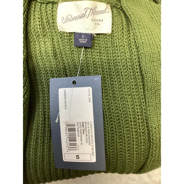 Universal Thread Green Cotton Shaker Stitch Open Front Cardigan Sweater Small..‎ - Image 5