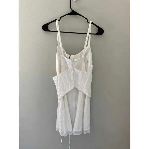 NWT Reformation Ainsley Linen Mini Dress Ivory Size 4 - Image 5
