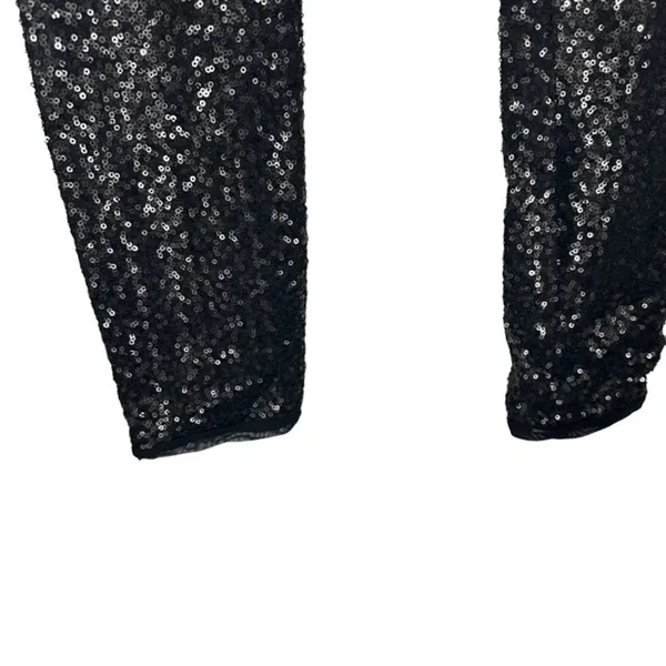 Bisou Bisou Black Metallic Sequin Skinny Ankle Dressy Legging Pants Women Sz M - Image 4
