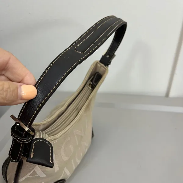 Etienne Aigner True Y2K Small Baguette Crescent Shoulder Bag Canvas Leather Logo - Image 5