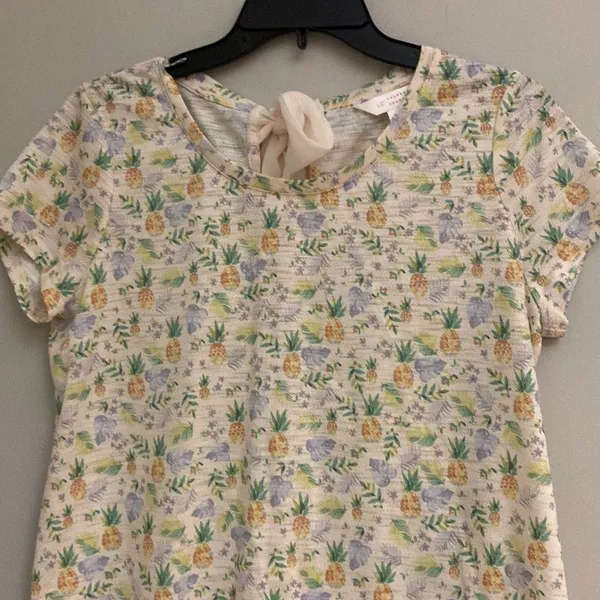 LC Lauren Conrad women’s pineapple print lace top size M - Image 2