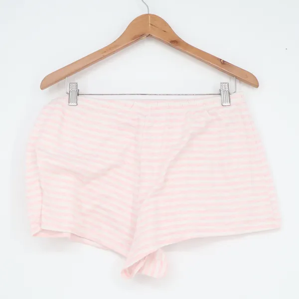 Dearfoams Womens XL Pajama Set Pink White Striped Smile Graphic Tee and Shorts - Image 7