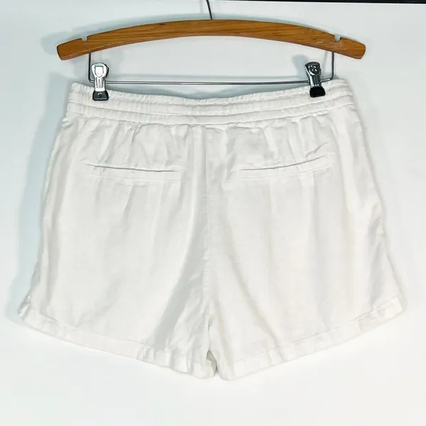 H&M Linen-blend Drawstring Elastic Waist Casual Shorts White Womens 6 - Image 7