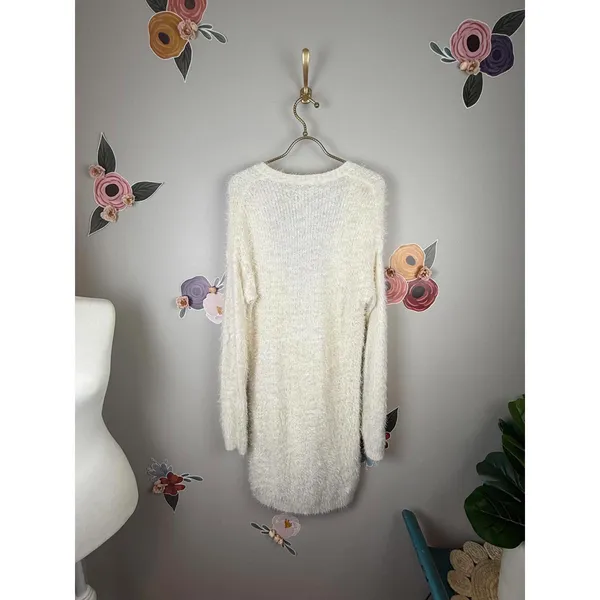 American Eagle Creamy Ivory Longline Tunic Cardigan Sweater - Size - Medium - Image 2