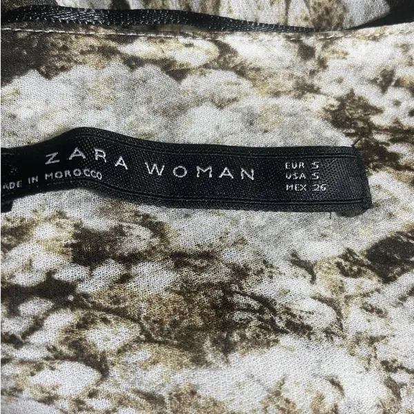 Zara Women‎ Wrap Dress S Reptile Print Surplice Neck High Slits Boho Chic Beachy - Image 9