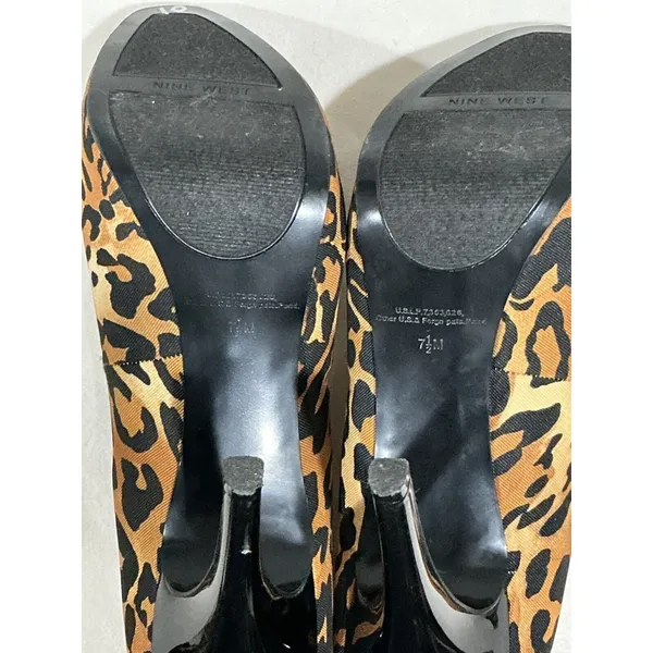 Womans Nine West Bonfire Open Toe Leopard Print Platform Pumps 7.5 M - Image 8