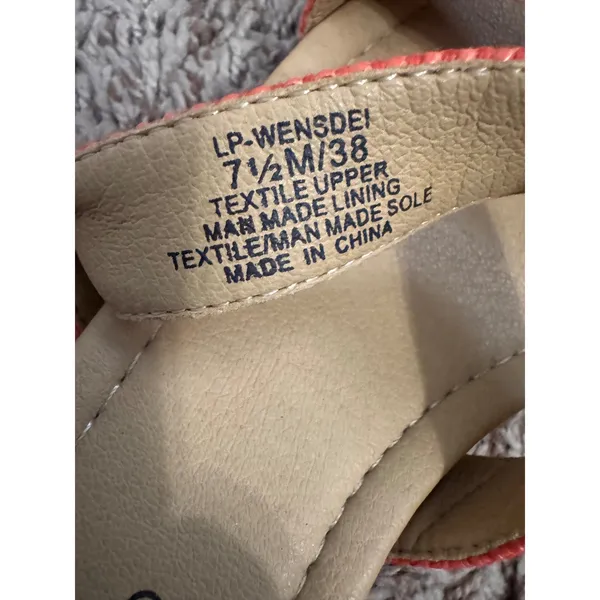 Lucky Brand Wensde Espadrille Wedge Sandals Coral Orange Ankle Strap Women's 7.5 - Image 5