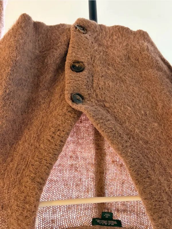 wild fable Cozy purple Fuzzy Cropped Button Cardigan - Image 2