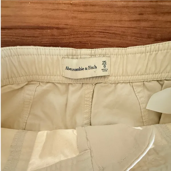 Abercrombie and Fitch Khaki Cargo Pants Wide Leg Casual Size 25 - Image 5
