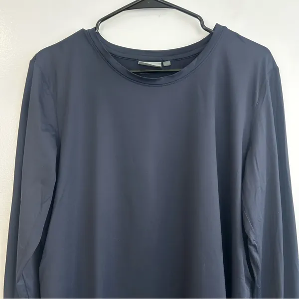 Athleta Smokey Blue Long Sleeve Pullover Athletic High-Lo Nylon Top Size Large - Image 2
