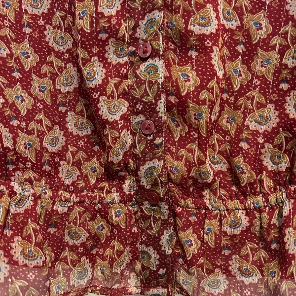 NWOT..American Eagle Women's Boho Peasant Bell Sleeve Burgundy Floral Blouse - Image 10