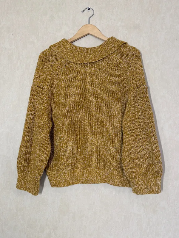 Free People Women’s Love This City Sweater V-Neck Longsleeve Boho in Mustard L - Image 6