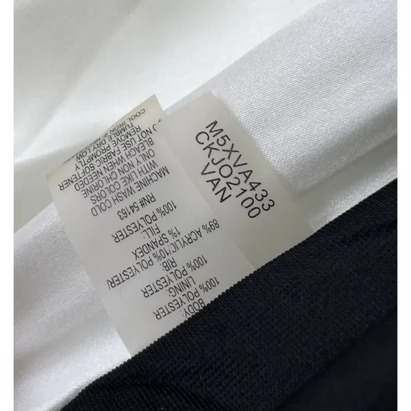 Calvin Klein Vest Size Medium Cream Black Quilted Puffer Performance Moto Preppy - Image 8