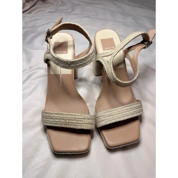 Dolce Vita Raffia Espadrille Ankle Strap Heels Block Heel Size 9 - Image 2