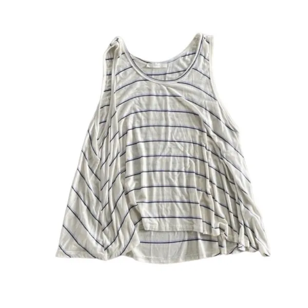 Urban Outfitters Size Medium White and Blue Flowy Striped Tank Top - Image 2