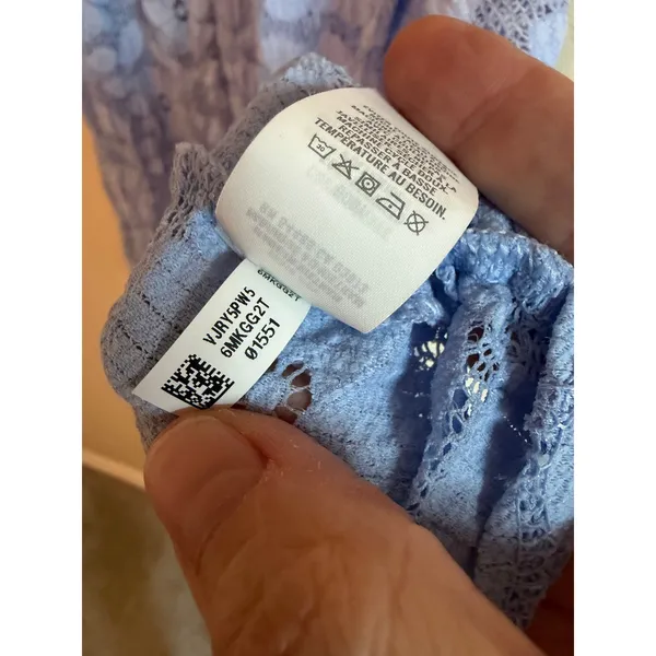Aerie Women Dress L Blue Lace Mini Floral Sheer Overlay Sweetheart Strappy - Image 8
