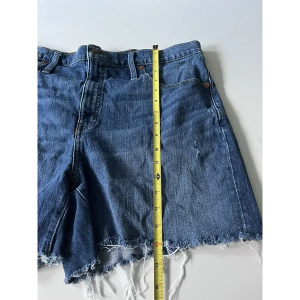 Madewell High Rise Frayed Hem Denim Shorts Blue Women's Size 33 - Image 6