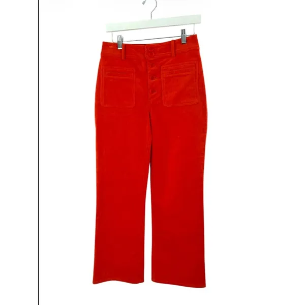 Apiece apart Marston High-Rise‎ Cropped Flare Pants Orange corduroy Sz 4 - Image 7