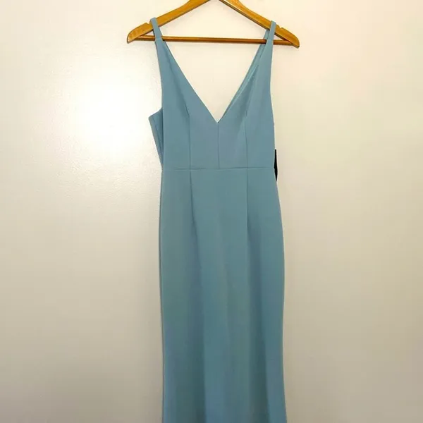 Lulus‎ Melora Slate Blue Sleeveless Maxi Dress V Neck Gown Size S - Image 4