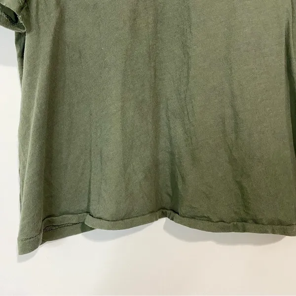 American Eagle Women’s Short Sleeve Basic Tee Shirt w/ Distressed Hem Green FLAW - Image 3