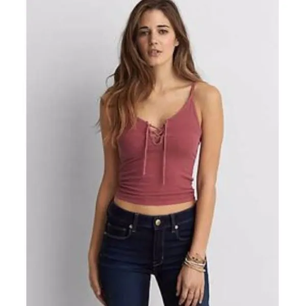 American Eagle ✨ Mauve Soft Lace Up Tank Top✨ - Image 3