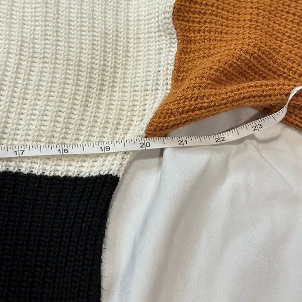 Say What? Color Block Chunky Knit Pull Over Sweater Size Medium - Image 6