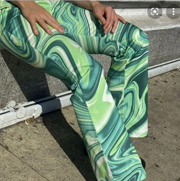 Green Flare Pants Size XS - Image 2