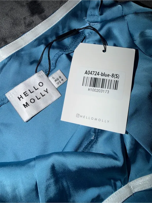 Hello Molly Style Slip Satin Mini Dress in Blue Size 4 (small) New with tag - Image 11