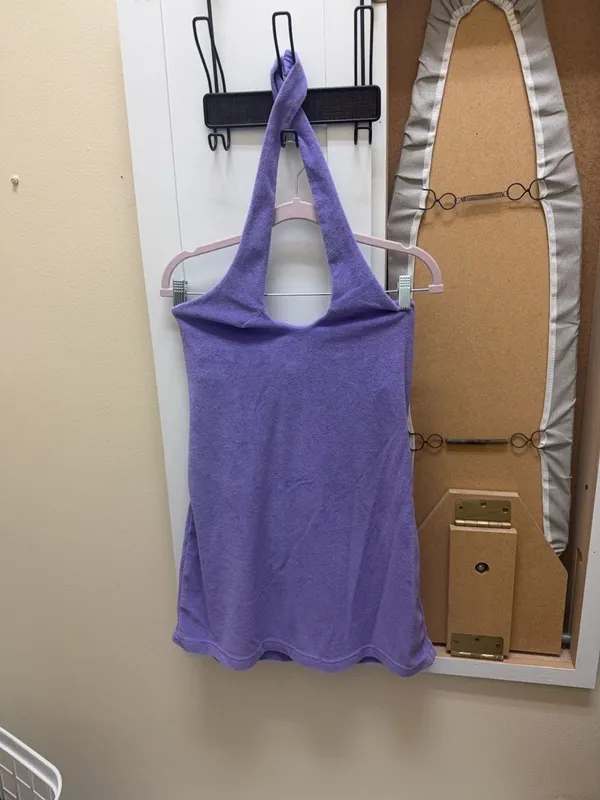 Fabletics Women's Purple Terry Cloth Halter Mini Dress Size M - Image 3
