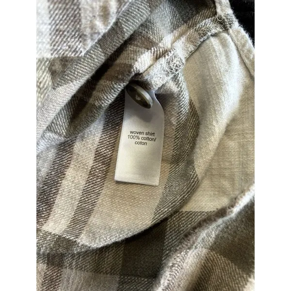 Maurices Tan/Cream Long Sleeve Flannel Shirt Plaid Size Small‎ Button Up Pockets - Image 6
