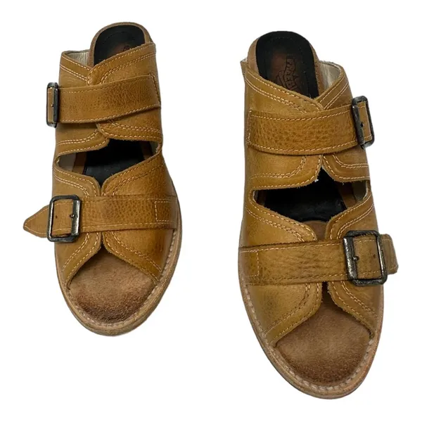 Freebird Caprice Leather Buckle Mule Sandals Brown Boho Womens Size 10 - Image 2