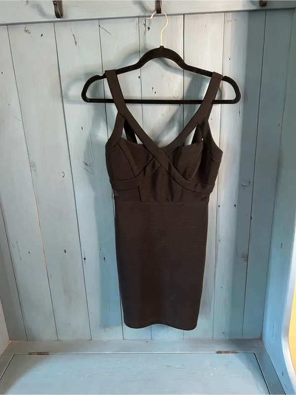 Emerald Sundae Black Strappy Cutout Bodycon Mini Dress | Size Medium - Image 5